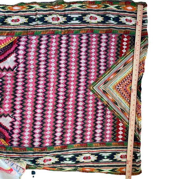 Farm Rio Beaded Fringe Banana Sarong Wrap Scarf Boho Beach - Picture 8 of 8